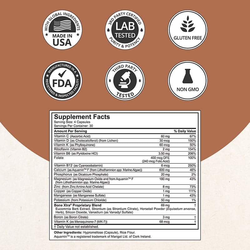 Bone Xtra - Plant-based Formula to Support Healthy Bones For Adults,